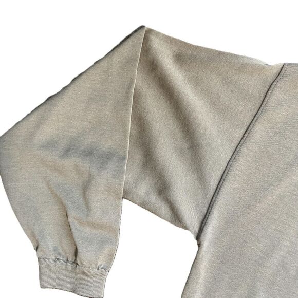 St Croix Tan Long Sleeve Crew Neck Elastic Hem Logo Academia Sweater Size Medium - Picture 2 of 12